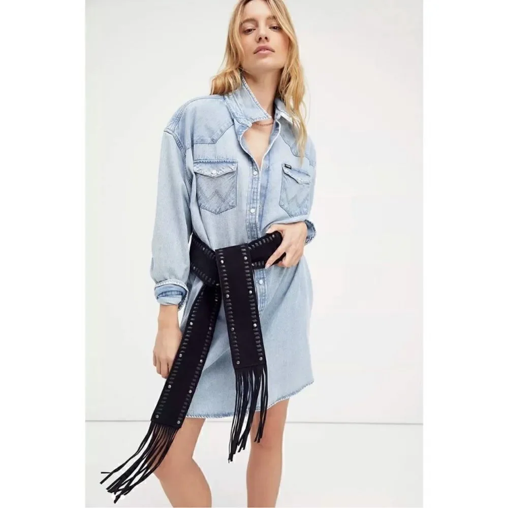 Free People  Blaire Fringe Wrap Belt
